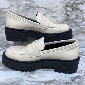 Svegan Women Ivory  Platform Slip On Genial Penny Loafers Shoes Size‎ 41